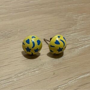 Yellow and Blue Vintage 80s Earrings